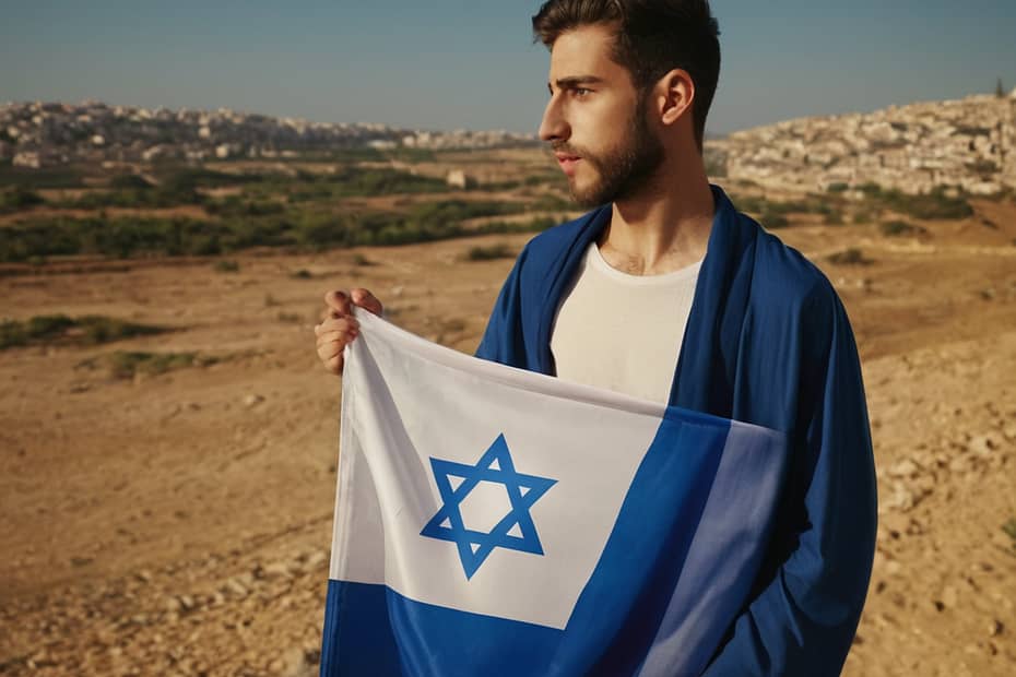 The picture of the young man with the Israeli flag